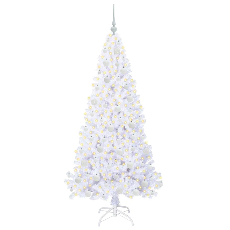 Dirbtinė Kalėdų eglutė su 300 LED Balta 180 cm PVC ir Plienas