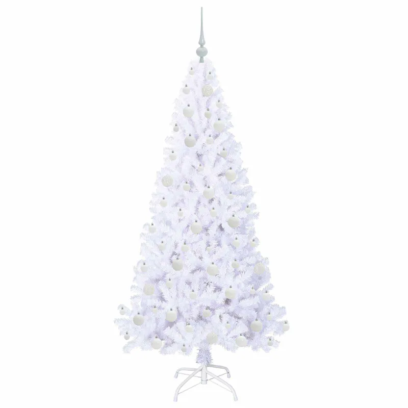 Dirbtinė Kalėdų eglutė su 300 LED Balta 180 cm PVC ir Plienas