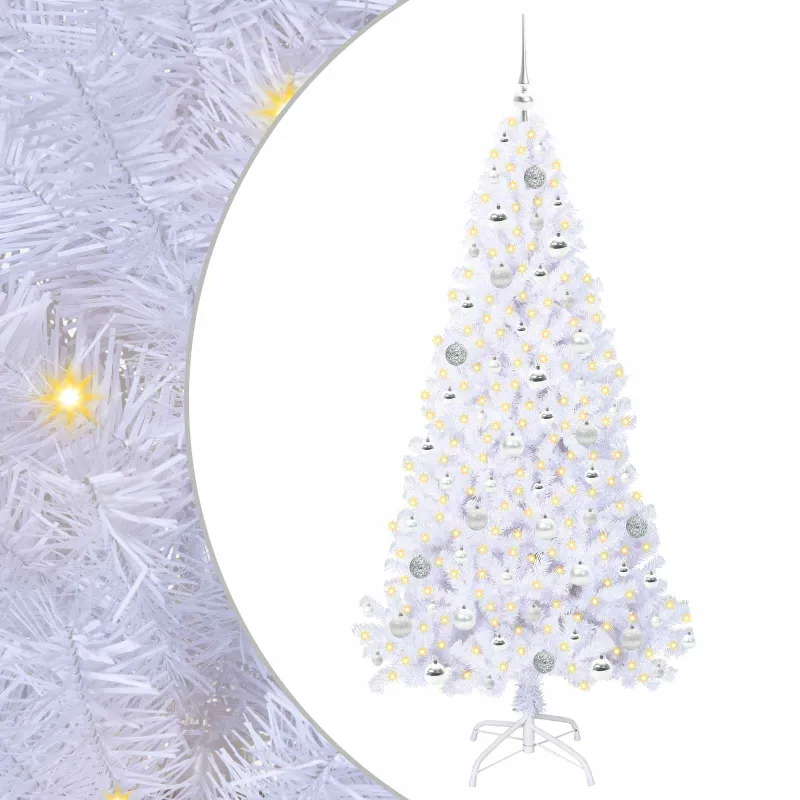 Dirbtinė Kalėdų eglutė su 300 LED Balta 180 cm PVC ir Plienas