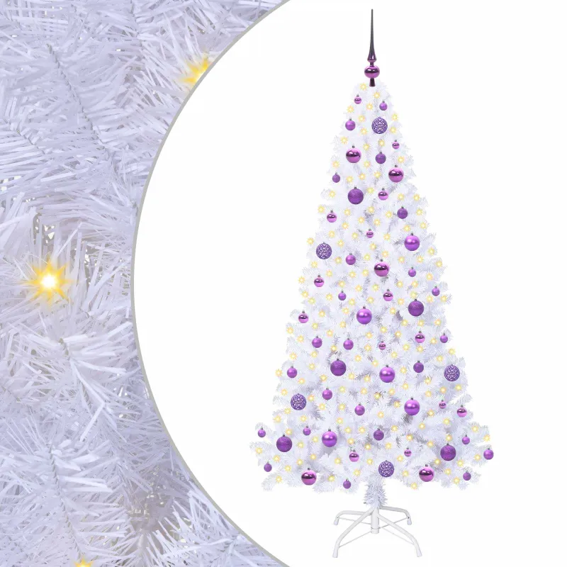 Dirbtinė Kalėdų eglutė su 300 LED Balta 180 cm PVC ir Plienas