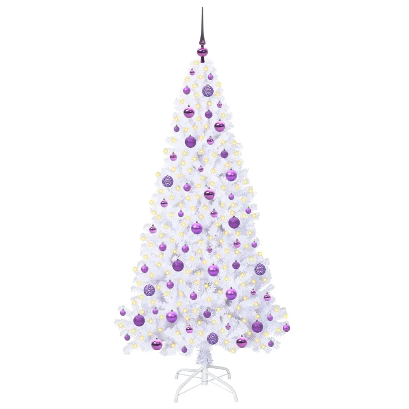 Dirbtinė Kalėdų eglutė su 300 LED Balta 180 cm PVC ir Plienas