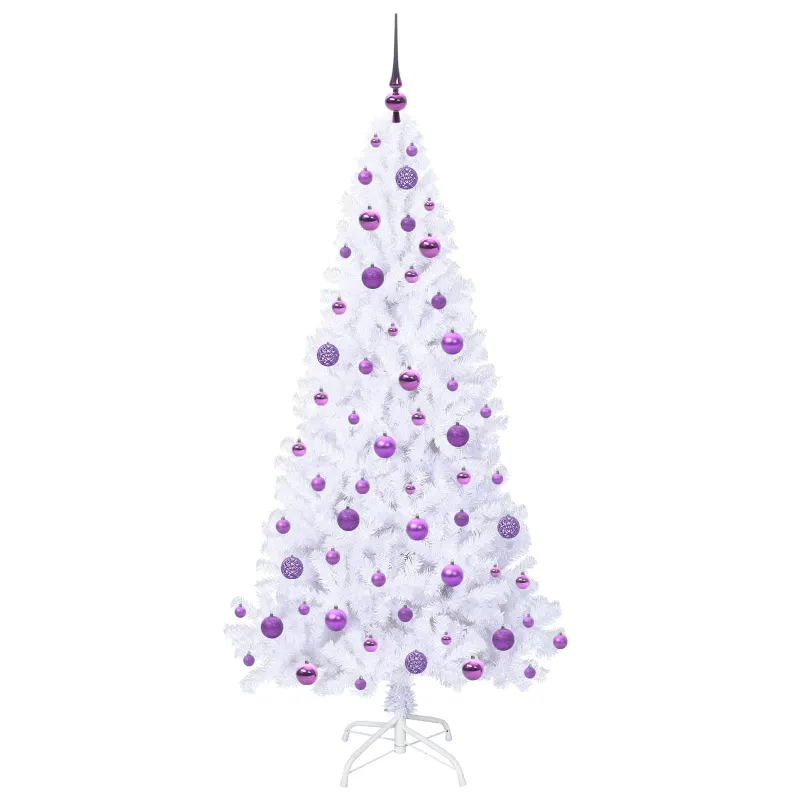 Dirbtinė Kalėdų eglutė su 300 LED Balta 180 cm PVC ir Plienas