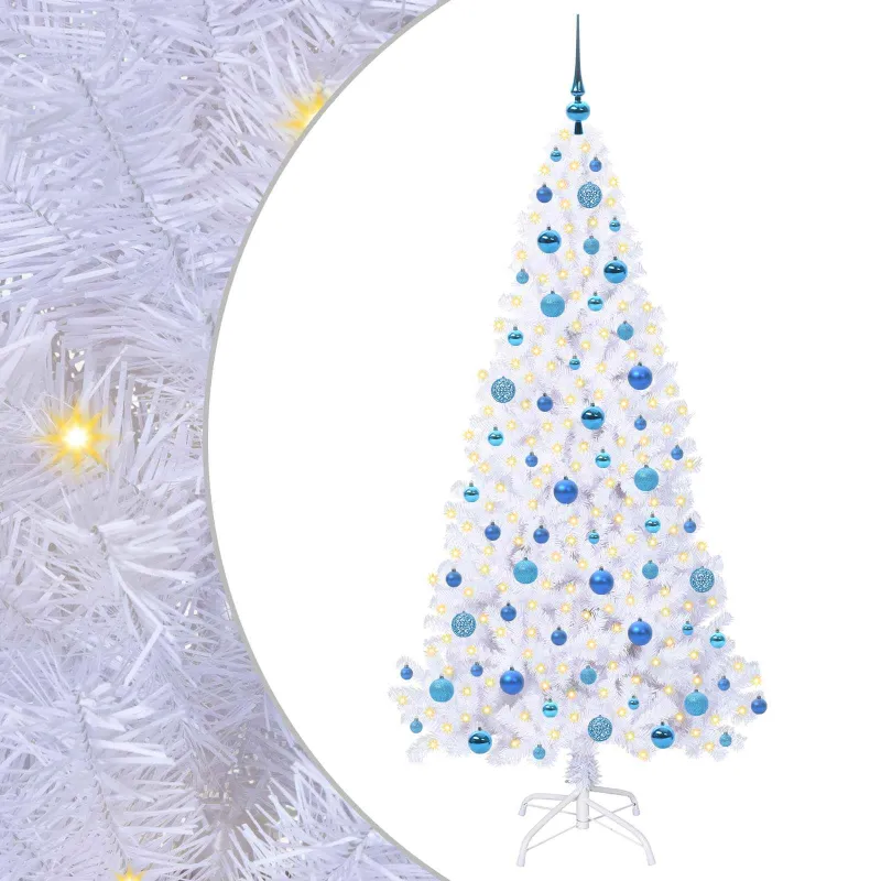 Dirbtinė Kalėdų eglutė su 300 LED Balta 180 cm PVC ir Plienas