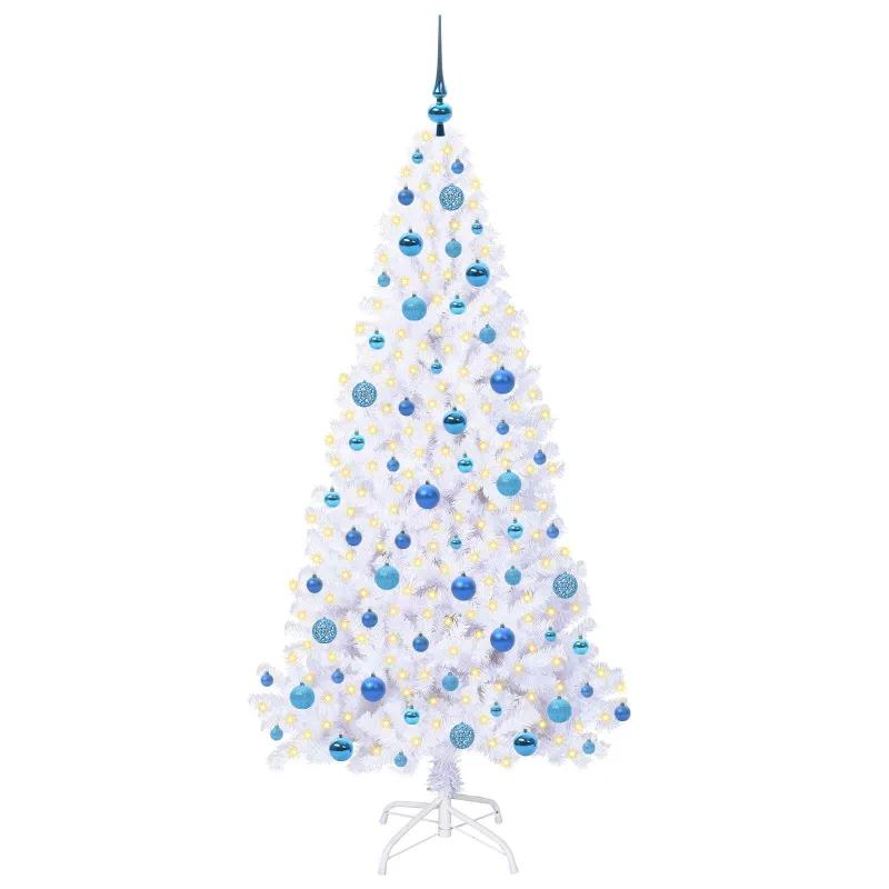 Dirbtinė Kalėdų eglutė su 300 LED Balta 180 cm PVC ir Plienas