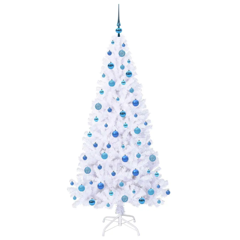 Dirbtinė Kalėdų eglutė su 300 LED Balta 180 cm PVC ir Plienas