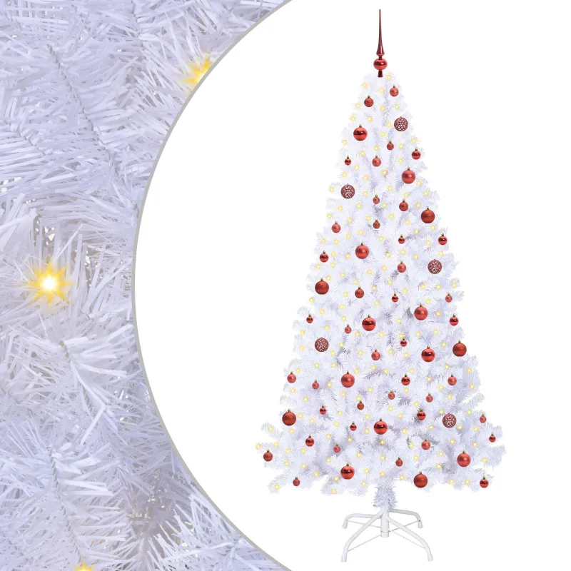 Dirbtinė Kalėdų eglutė su 300 LED Balta 210 cm PVC ir Plienas