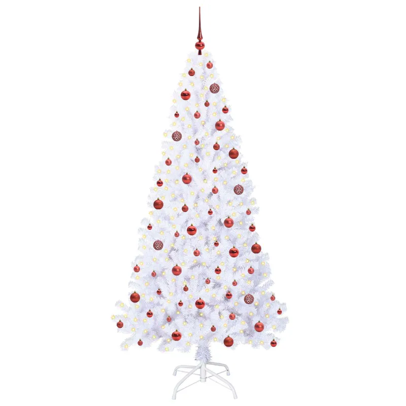 Dirbtinė Kalėdų eglutė su 300 LED Balta 210 cm PVC ir Plienas