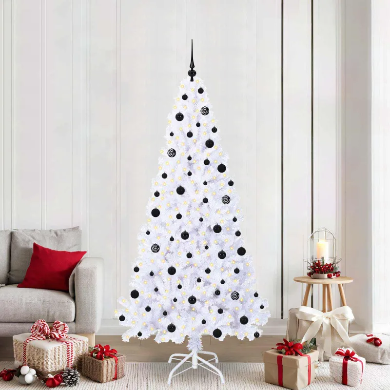 Dirbtinė Kalėdų eglutė su 300 LED Balta 210 cm PVC ir Plienas