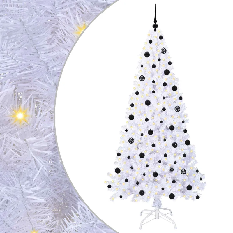 Dirbtinė Kalėdų eglutė su 300 LED Balta 210 cm PVC ir Plienas