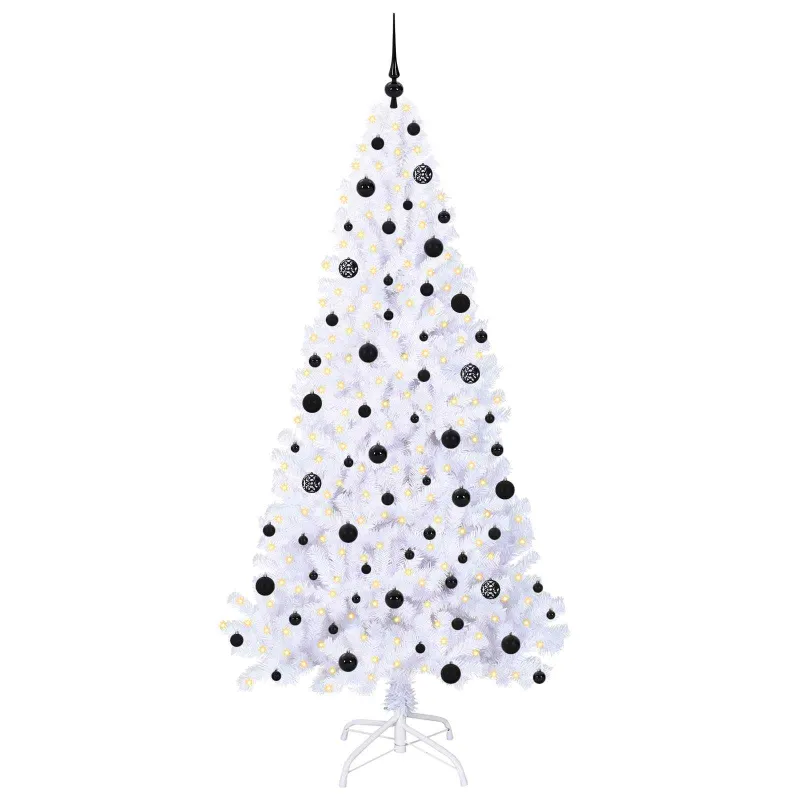 Dirbtinė Kalėdų eglutė su 300 LED Balta 210 cm PVC ir Plienas