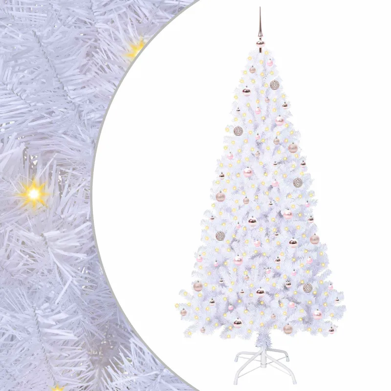 Dirbtinė Kalėdų eglutė su 300 LED Balta 210 cm PVC ir Plienas
