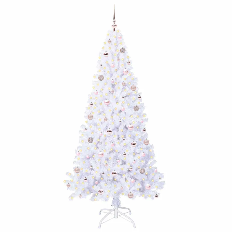 Dirbtinė Kalėdų eglutė su 300 LED Balta 210 cm PVC ir Plienas