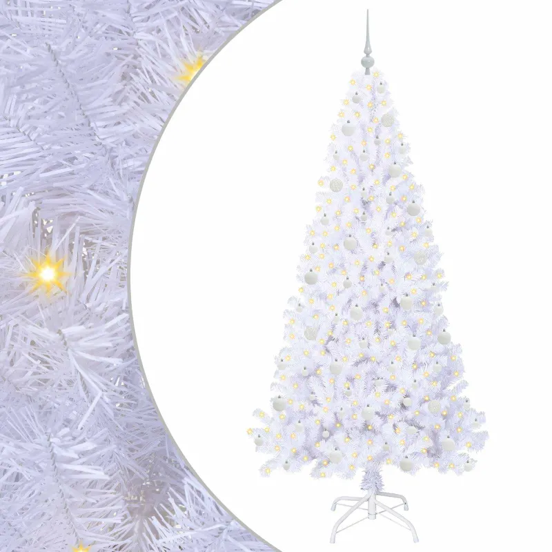 Dirbtinė Kalėdų eglutė su 300 LED Balta 210 cm PVC ir Plienas