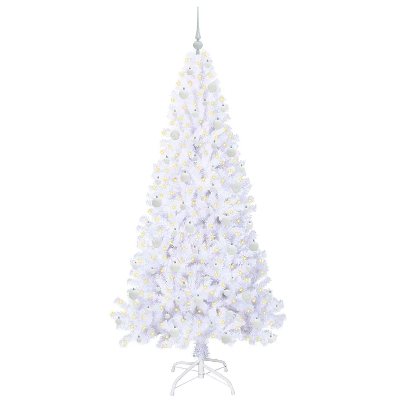 Dirbtinė Kalėdų eglutė su 300 LED Balta 210 cm PVC ir Plienas