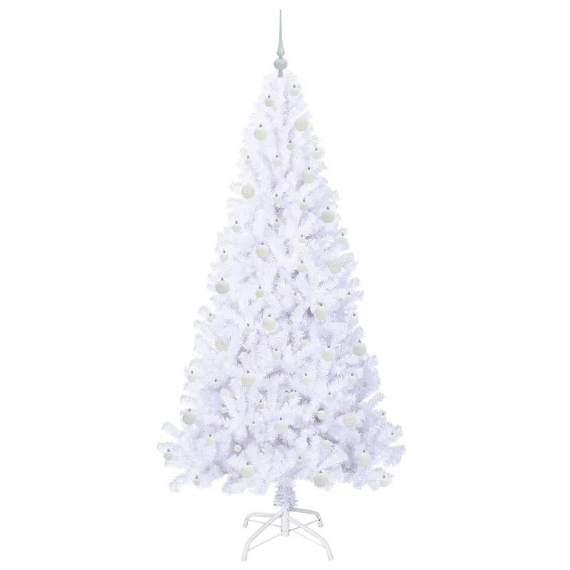 Dirbtinė Kalėdų eglutė su 300 LED Balta 210 cm PVC ir Plienas
