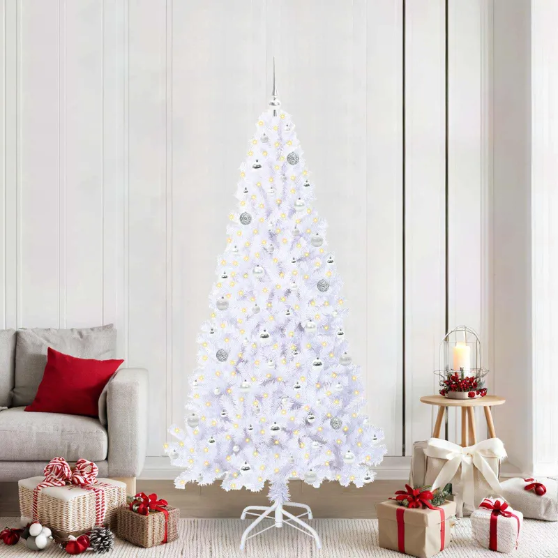 Dirbtinė Kalėdų eglutė su 300 LED Balta 210 cm PVC ir Plienas