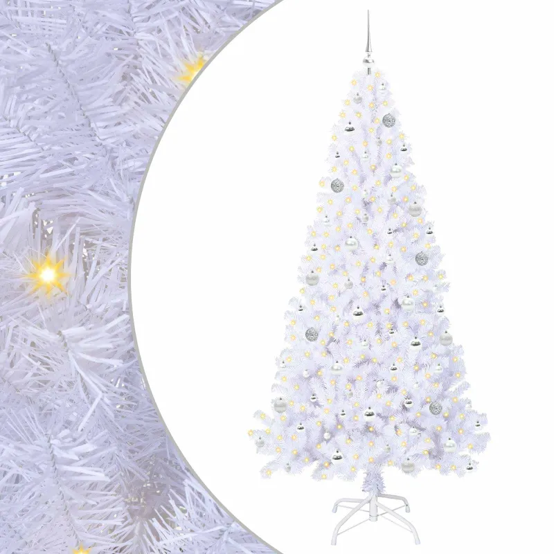 Dirbtinė Kalėdų eglutė su 300 LED Balta 210 cm PVC ir Plienas