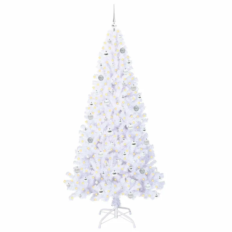 Dirbtinė Kalėdų eglutė su 300 LED Balta 210 cm PVC ir Plienas