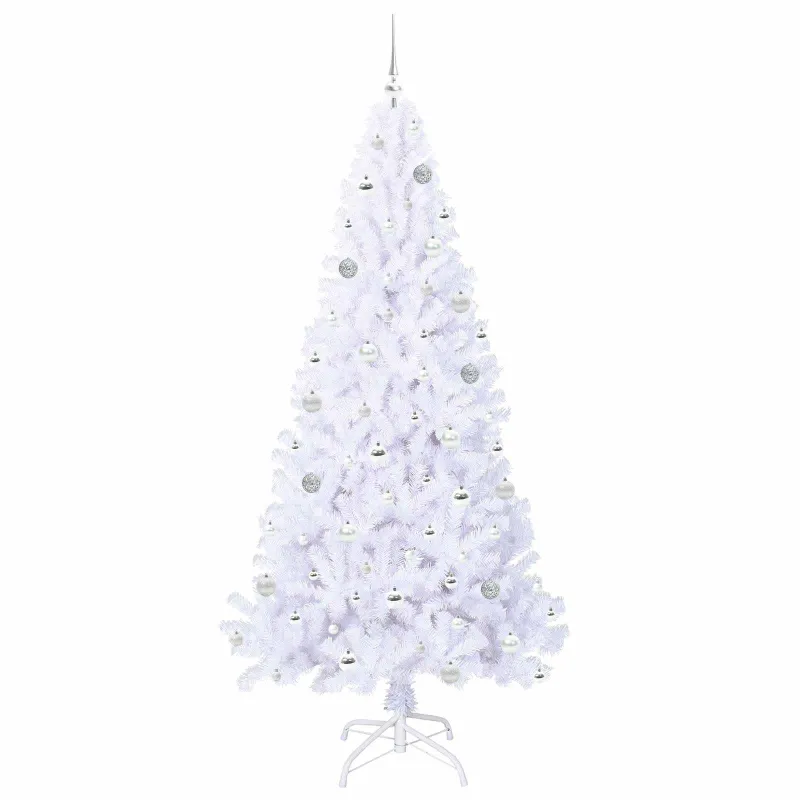 Dirbtinė Kalėdų eglutė su 300 LED Balta 210 cm PVC ir Plienas
