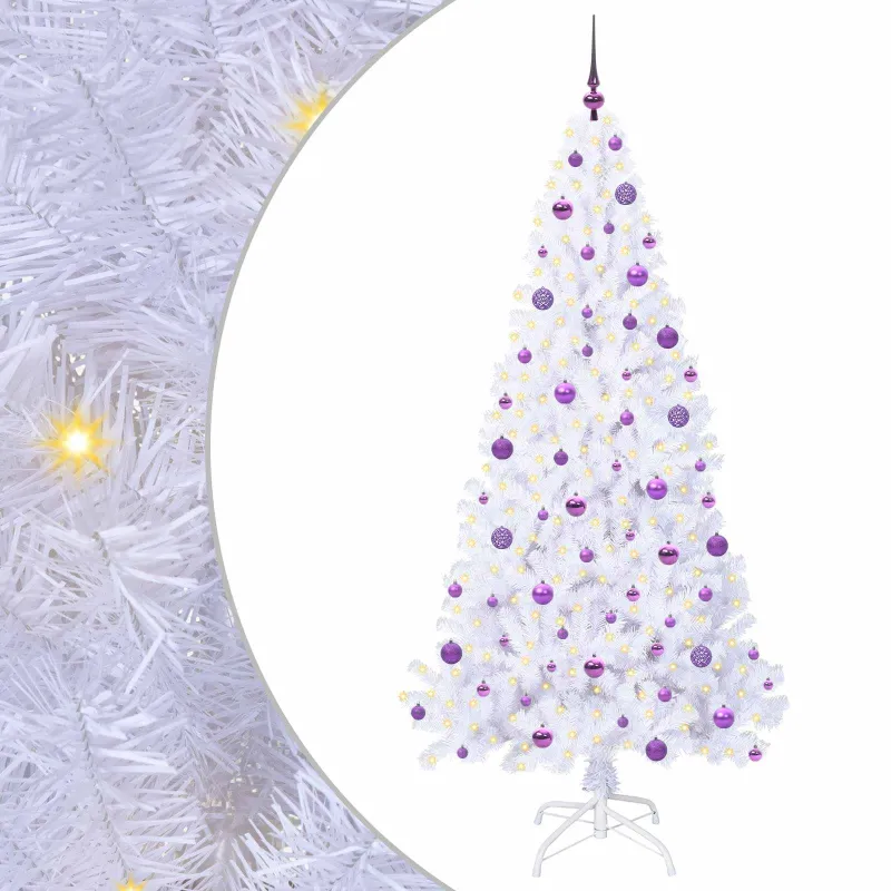 Dirbtinė Kalėdų eglutė su 300 LED Balta 210 cm PVC ir Plienas
