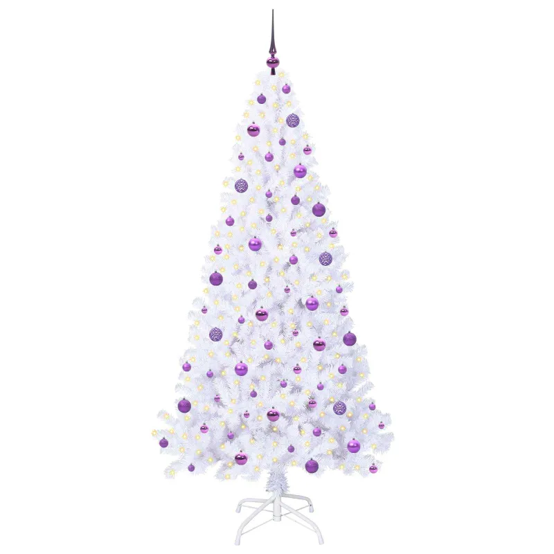 Dirbtinė Kalėdų eglutė su 300 LED Balta 210 cm PVC ir Plienas