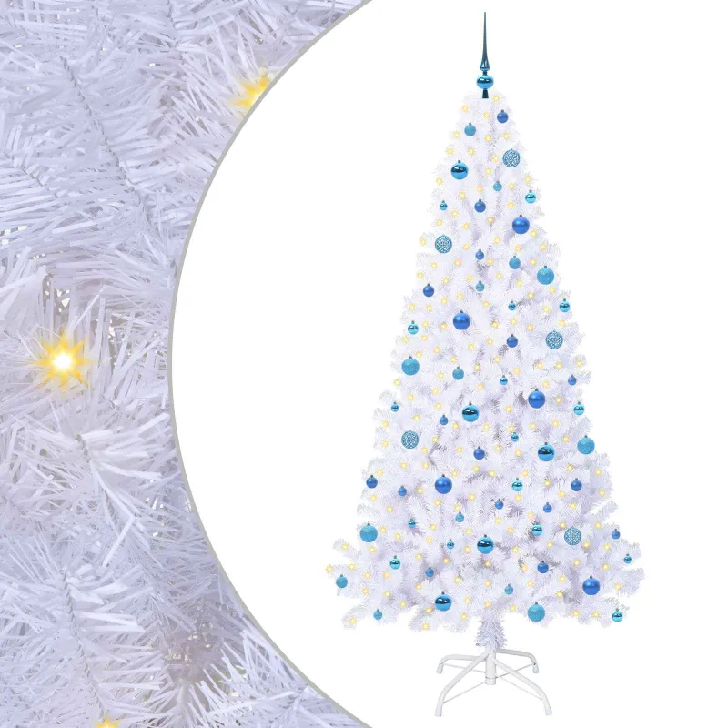 Dirbtinė Kalėdų eglutė su 300 LED Balta 210 cm PVC ir Plienas