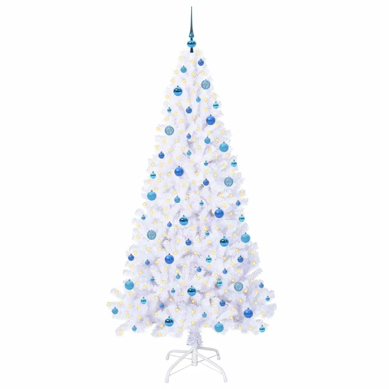 Dirbtinė Kalėdų eglutė su 300 LED Balta 210 cm PVC ir Plienas