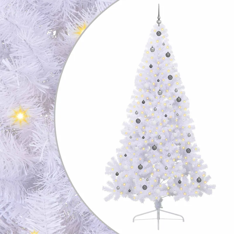 Dirbtinė Kalėdų eglutė su 300 LED Balta 240 cm PVC ir Plienas