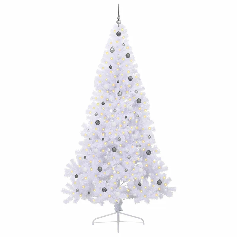 Dirbtinė Kalėdų eglutė su 300 LED Balta 240 cm PVC ir Plienas