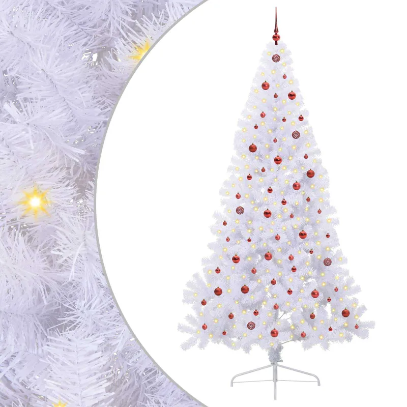 Dirbtinė Kalėdų eglutė su 300 LED Balta 240 cm PVC ir Plienas