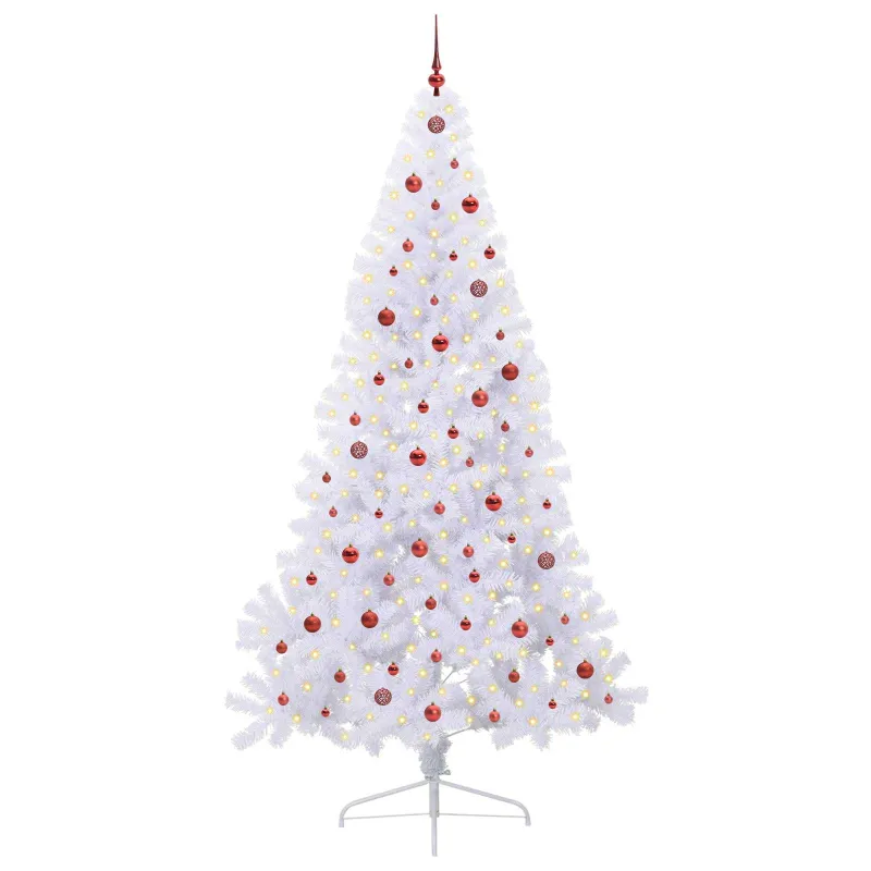 Dirbtinė Kalėdų eglutė su 300 LED Balta 240 cm PVC ir Plienas