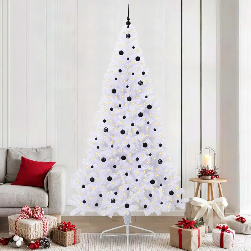 Dirbtinė Kalėdų eglutė su 300 LED Balta 240 cm PVC ir Plienas