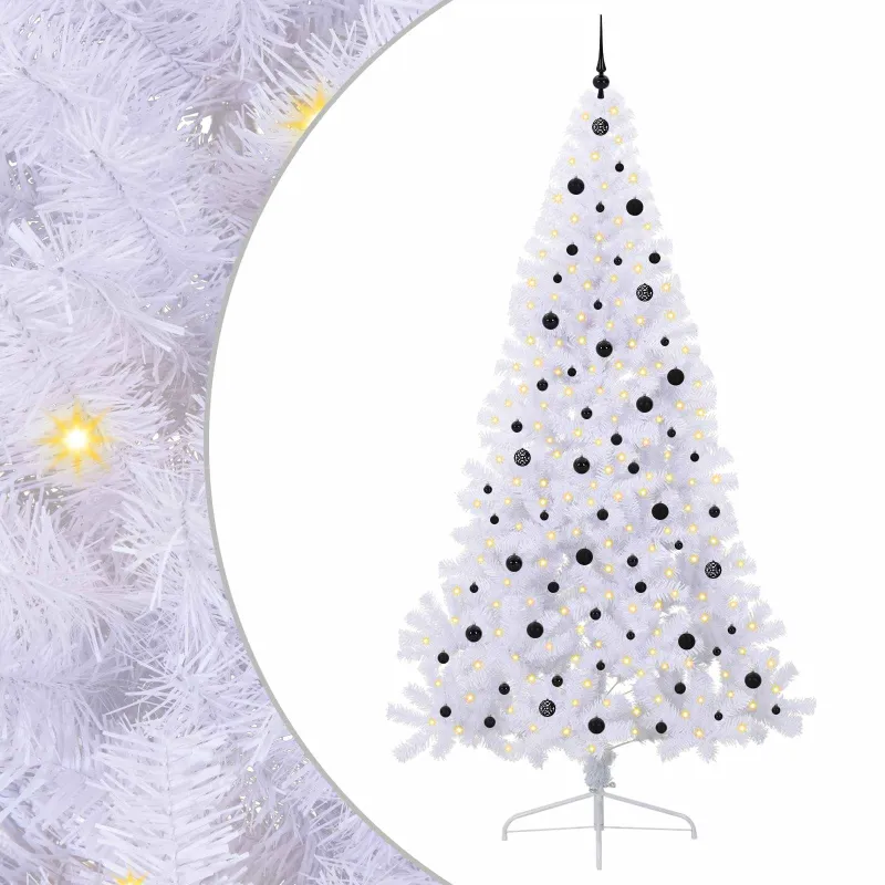 Dirbtinė Kalėdų eglutė su 300 LED Balta 240 cm PVC ir Plienas