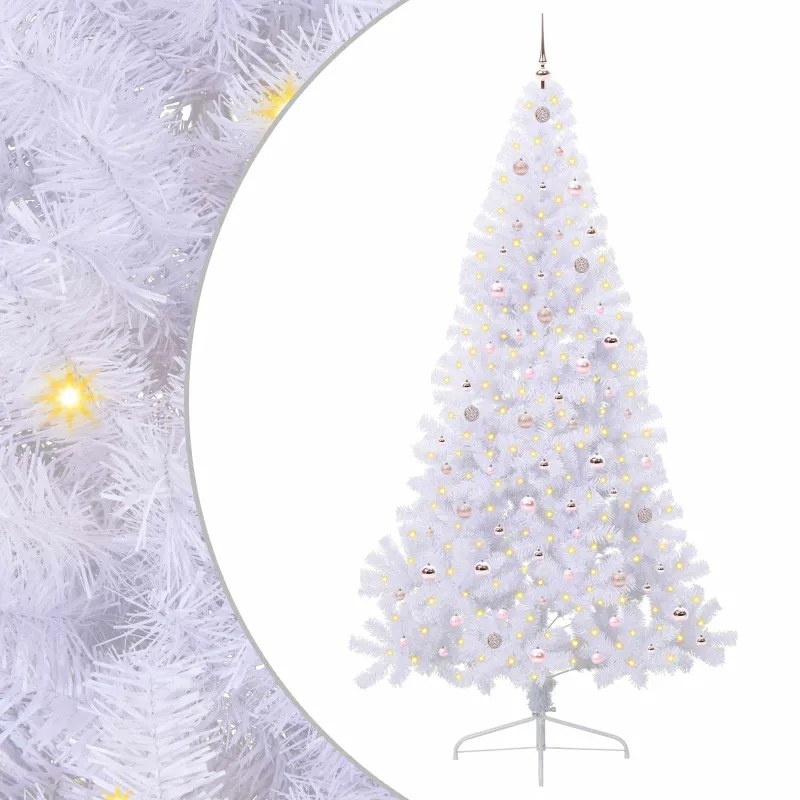 Dirbtinė Kalėdų eglutė su 300 LED Balta 240 cm PVC ir Plienas