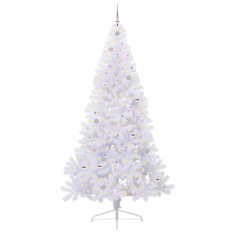 Dirbtinė Kalėdų eglutė su 300 LED Balta 240 cm PVC ir Plienas