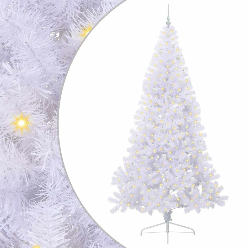 Dirbtinė Kalėdų eglutė su 300 LED Balta 240 cm PVC ir Plienas