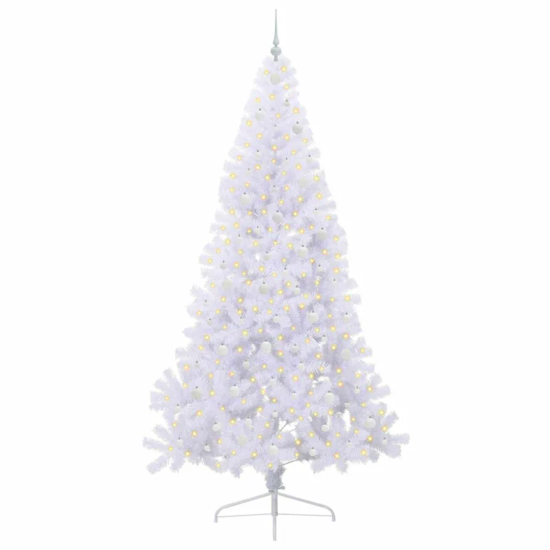 Dirbtinė Kalėdų eglutė su 300 LED Balta 240 cm PVC ir Plienas