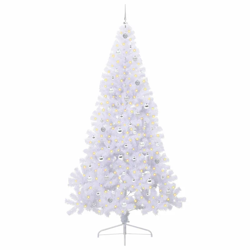 Dirbtinė Kalėdų eglutė su 300 LED Balta 240 cm PVC ir Plienas