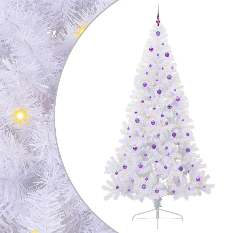 Dirbtinė Kalėdų eglutė su 300 LED Balta 240 cm PVC ir Plienas