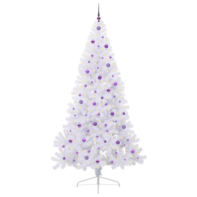 Dirbtinė Kalėdų eglutė su 300 LED Balta 240 cm PVC ir Plienas