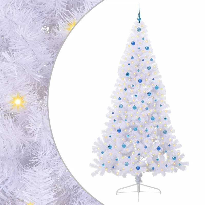 Dirbtinė Kalėdų eglutė su 300 LED Balta 240 cm PVC ir Plienas
