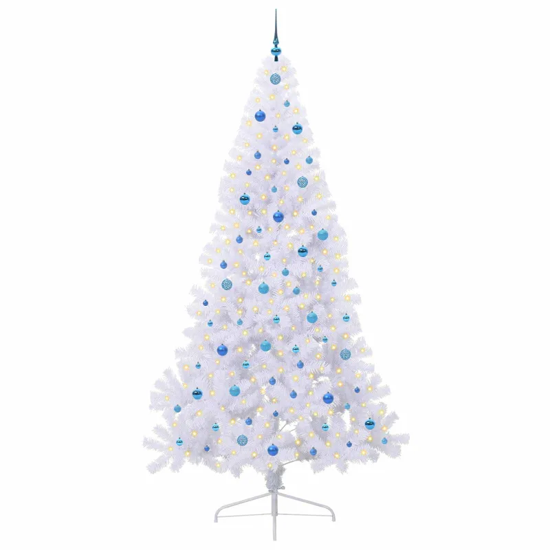 Dirbtinė Kalėdų eglutė su 300 LED Balta 240 cm PVC ir Plienas