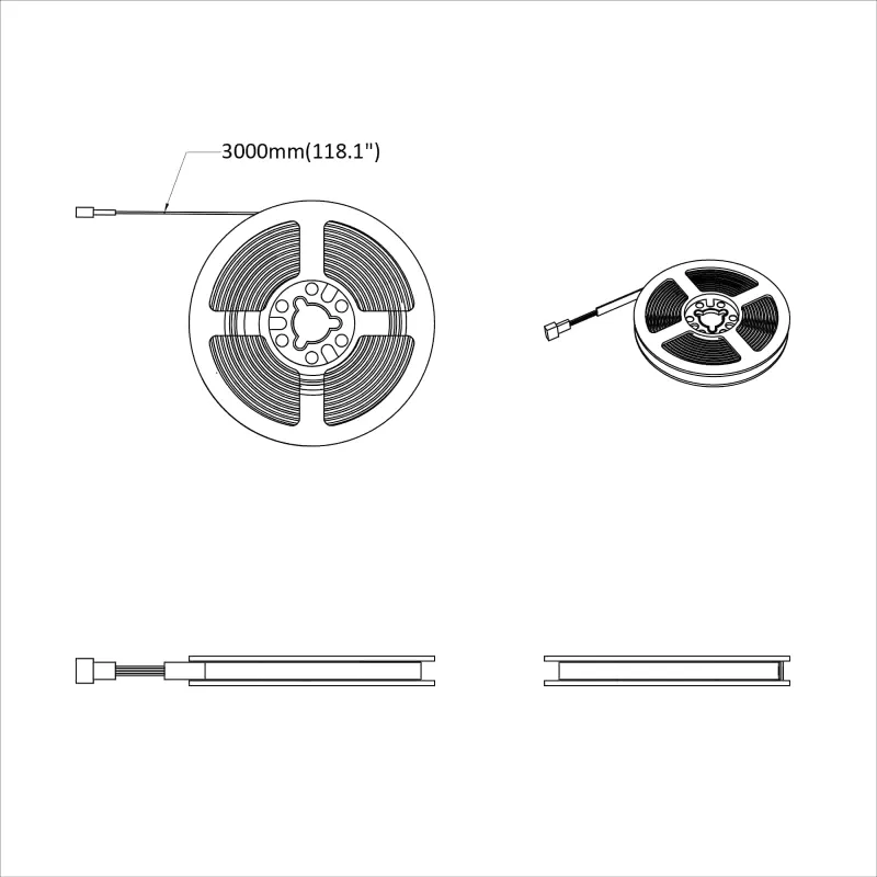 LED juosta 2 pcs Juoda ir permatoma 3000 mm Varis ir plastikas