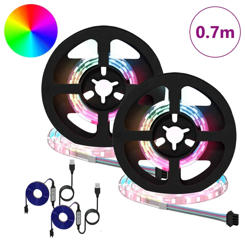 LED juosta 2 pcs Juoda ir permatoma 350 mm Varis ir plastikas