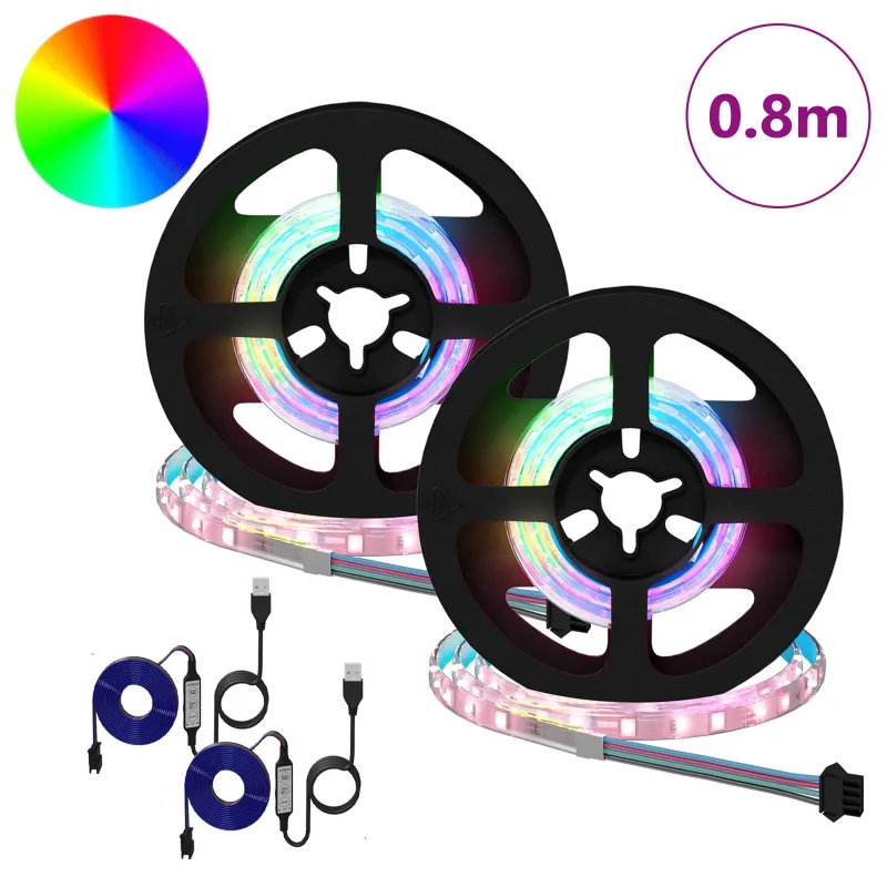 LED juosta 2 pcs Juoda ir permatoma 400 mm Varis ir plastikas
