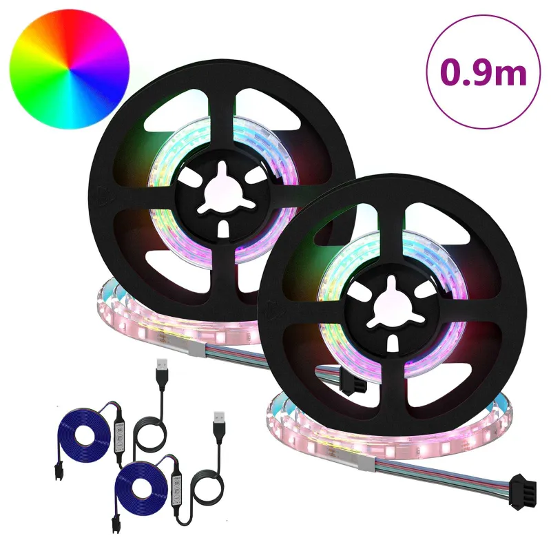 LED juosta 2 pcs Juoda ir permatoma 450 mm Varis ir plastikas