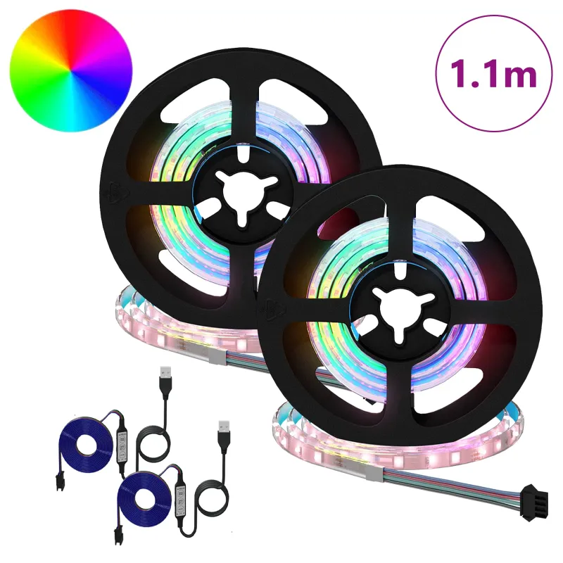 LED juosta 2 pcs Juoda ir permatoma 550 mm Varis ir plastikas