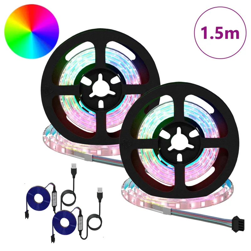 LED juosta 2 pcs Juoda ir permatoma 750 mm Varis ir plastikas