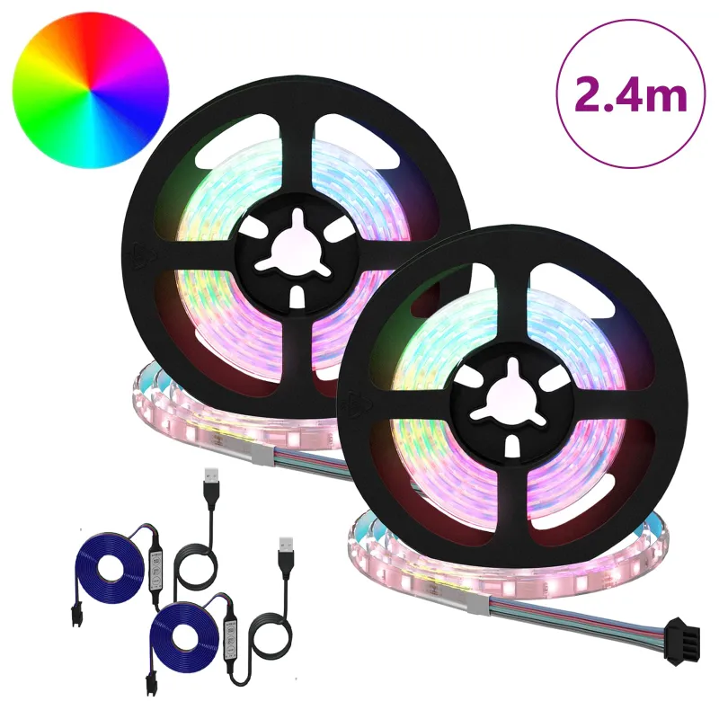 LED juosta 2 pcs Juoda ir permatoma 1200 mm Varis ir plastikas