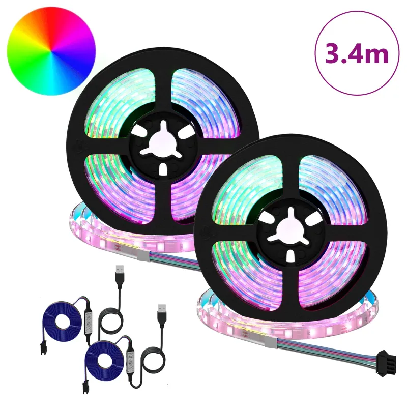 LED juosta 2 pcs Juoda ir permatoma 1700 mm Varis ir plastikas